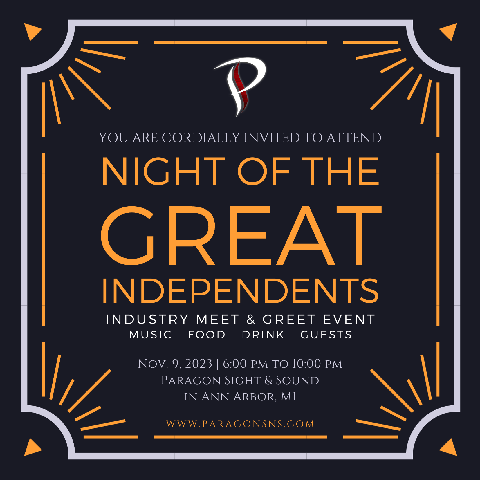 Store Event: Night of the Great Independents | 11/9/23 at Paragon SNS